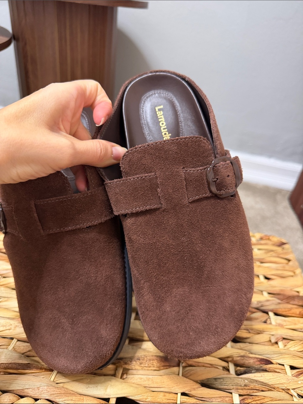 Larroude Brown Suede Slip-On Loafers with Buckle! BRAND NEW . REAL leather! 7.5